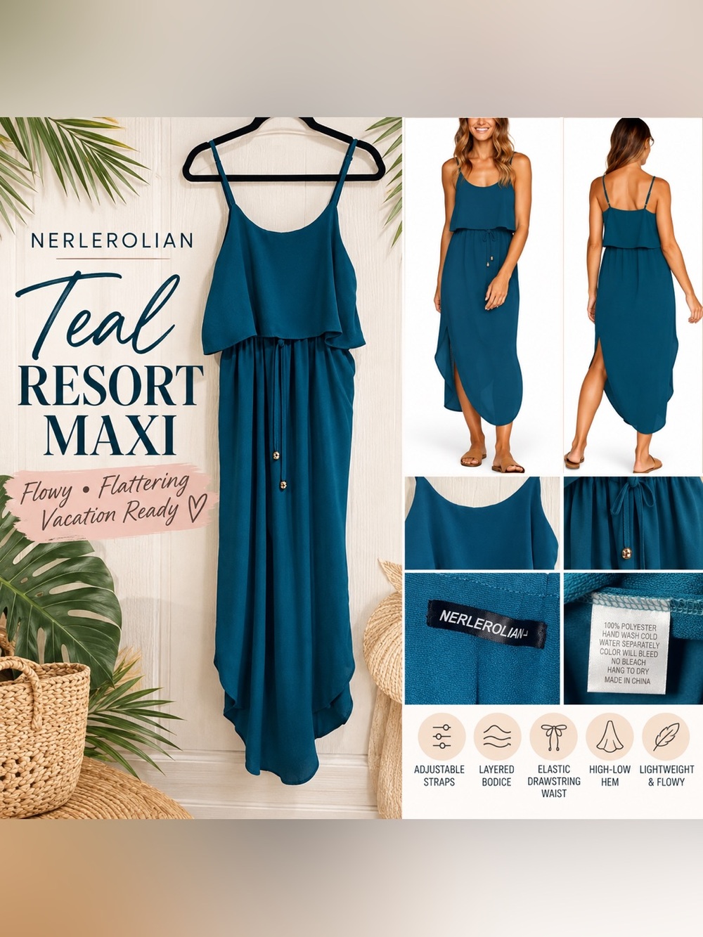 NERLEROLIAN Teal/Peacock Blue Maxi Dress